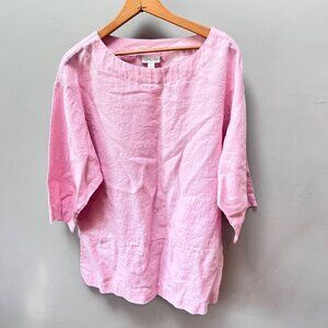 Pure Jill Women's Pink Linen Top 3/4 Sleeve Size‎ M